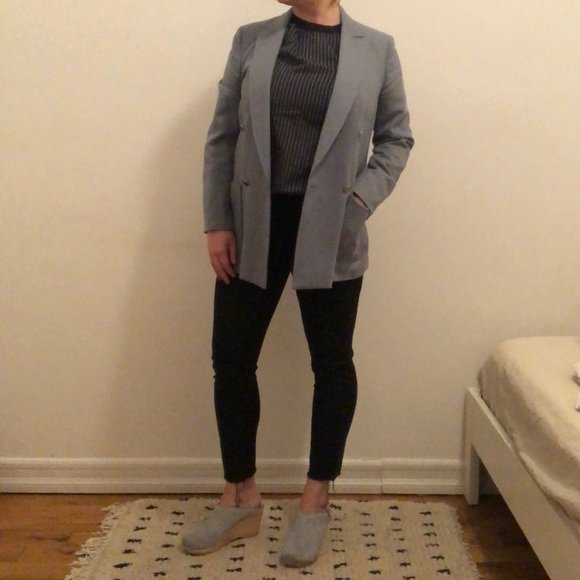 SOLD Pinstripe Sheer Long Sleeve Blouse - Picture 4 of 4